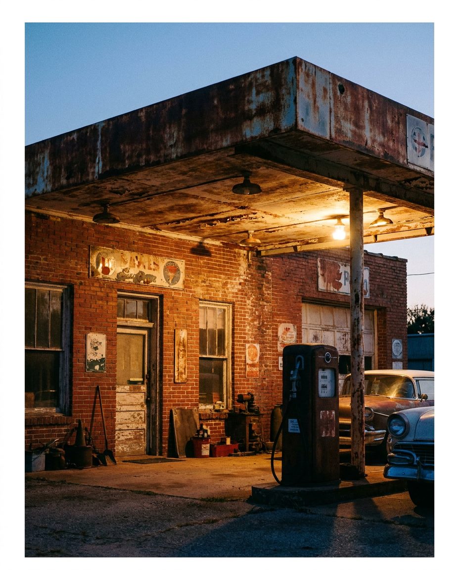 The old filling-station bones